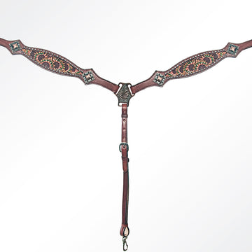 AMERICAN DARLING Western Horse Headstall Breast Collar Set Leather